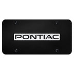 Chrome Name on Black License Plate - Officially Licensed for Pontiac
