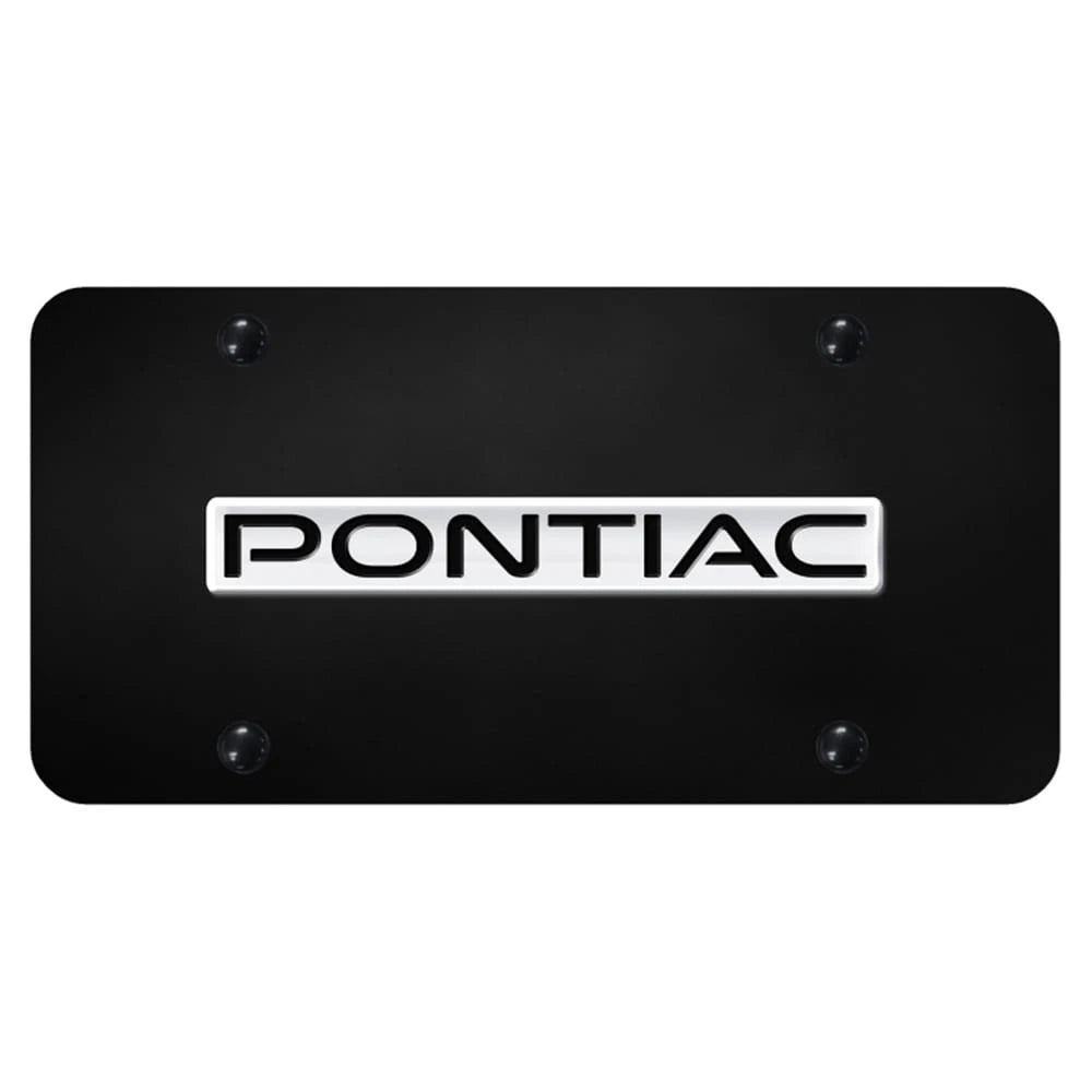 Chrome Name on Black License Plate - Officially Licensed for Pontiac