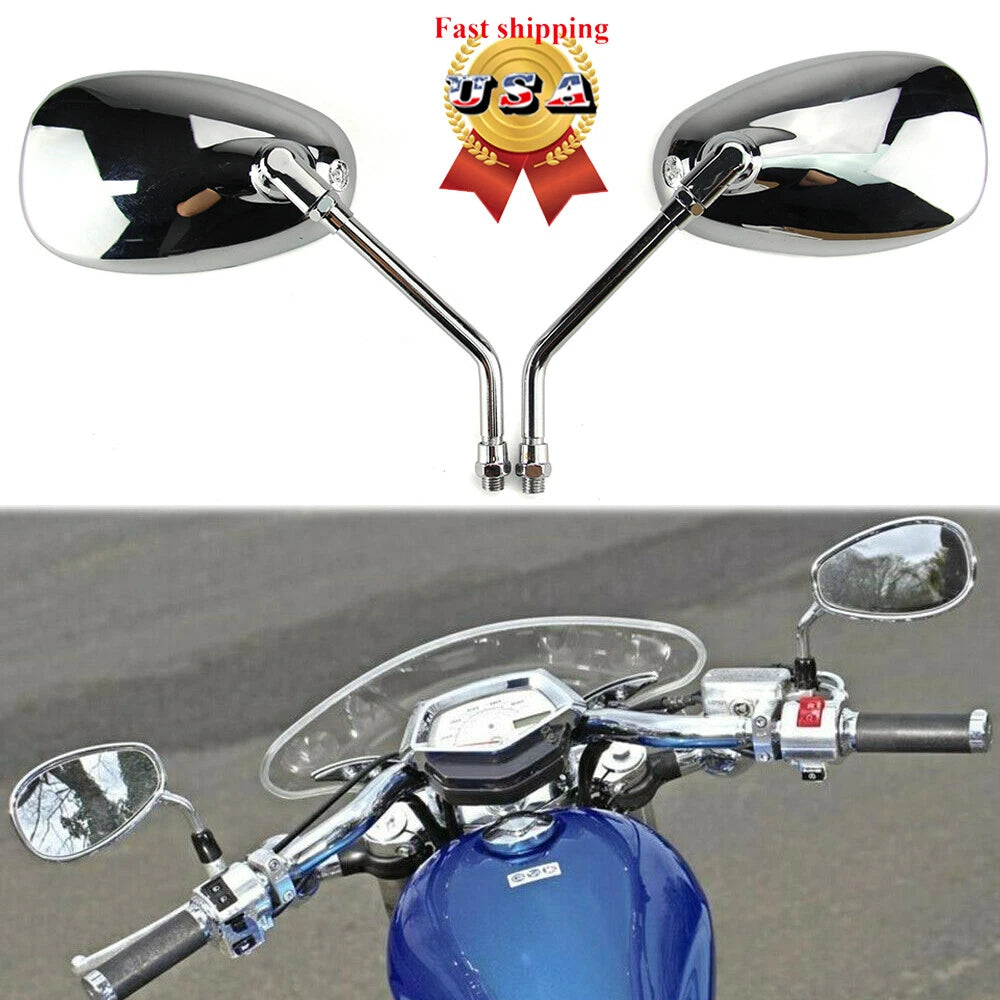 2X Chrome Teardrop Rearview Mirrors for Harley Motorcycle (Cruiser/Chopper)
