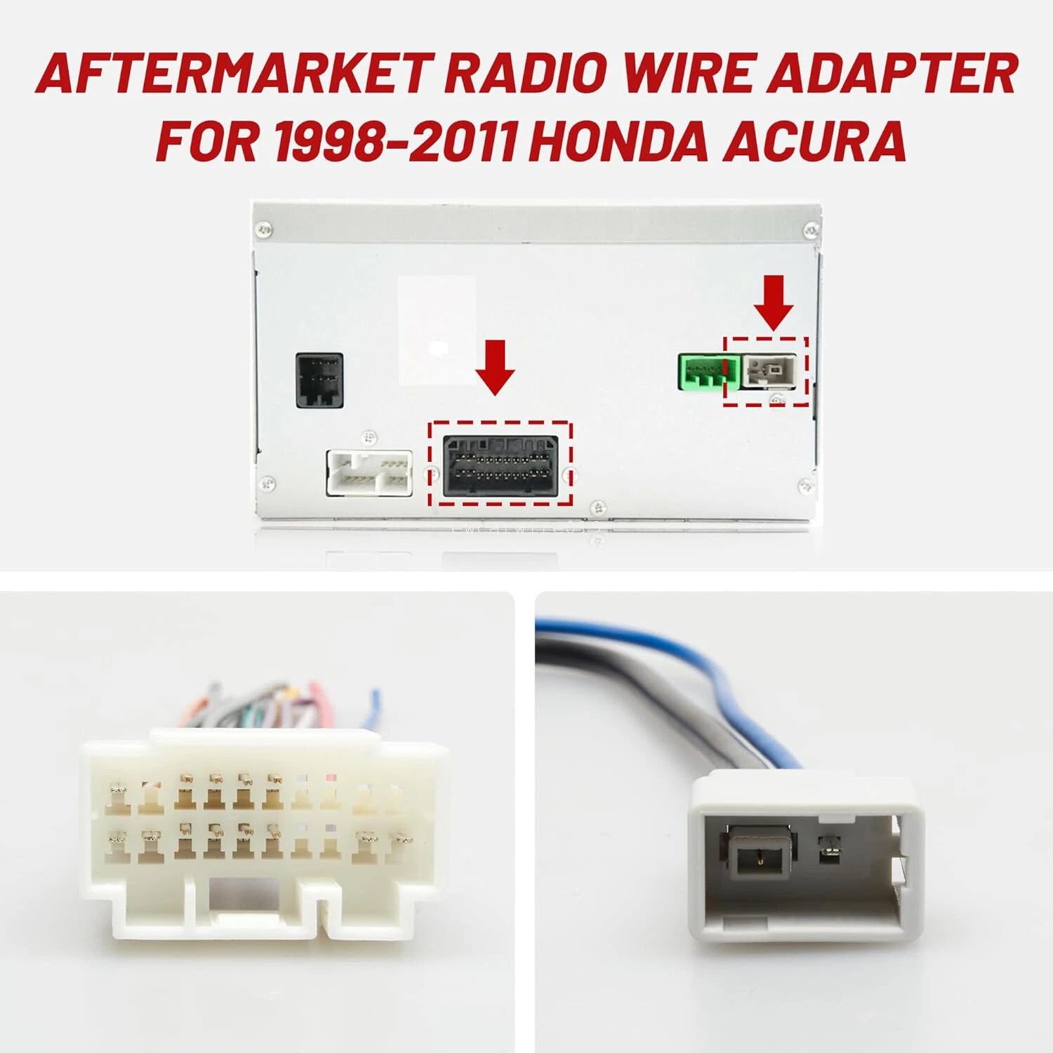 Aftermarket Radio Wire Harness with Antenna Adapter for Honda Civic Accord (1998–2002)