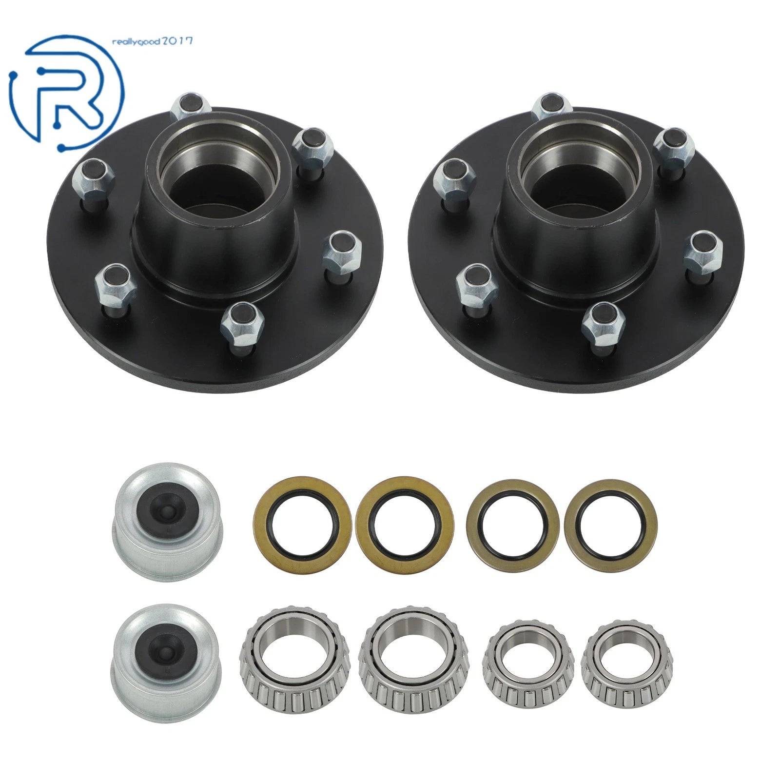 Set of 2 Spindle 6 Lug 5.5" Trailer Hub Idler Axle Kit #42 w/Bearing Kit