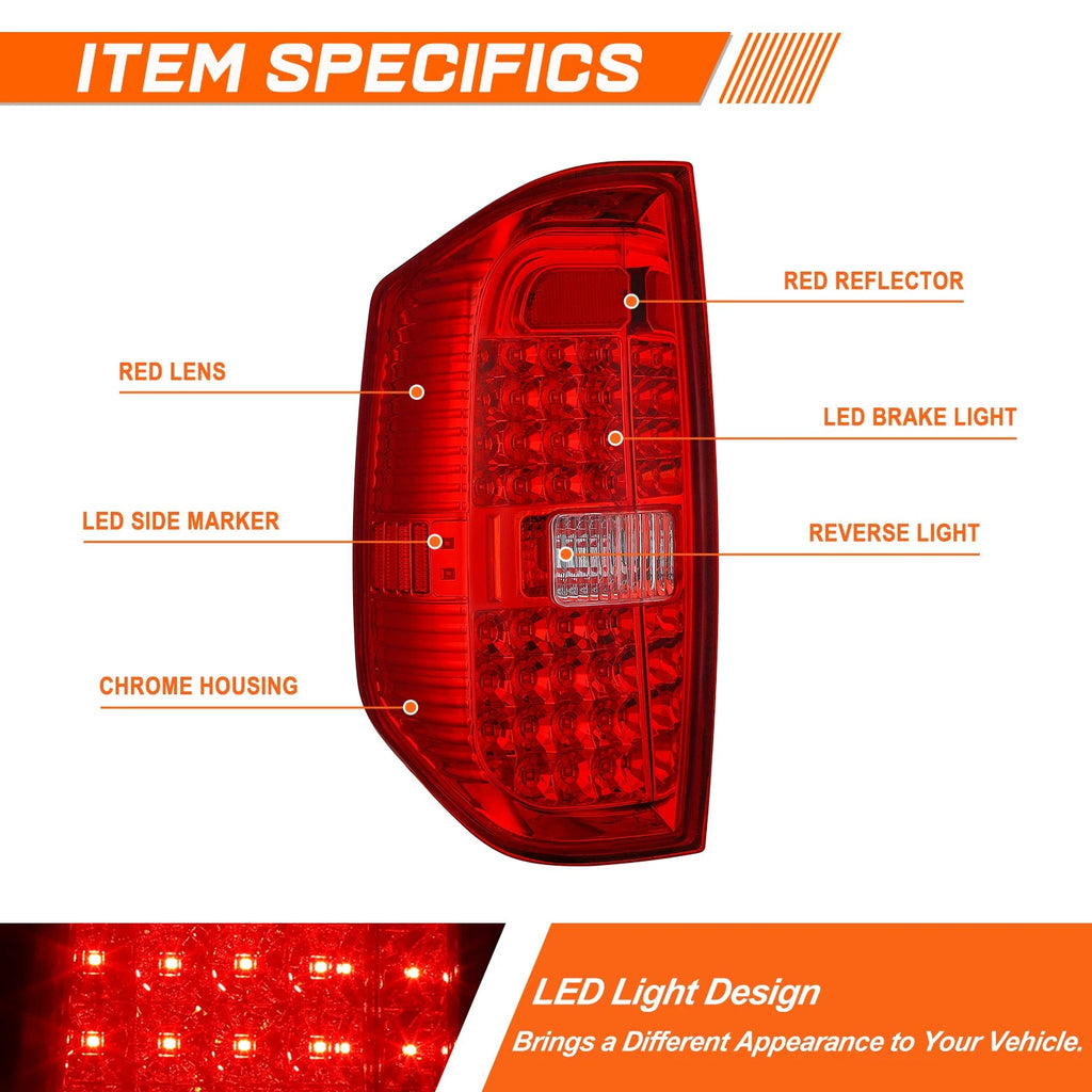 Pair Full LED Tail Lights for Toyota Tundra (2014–2021)