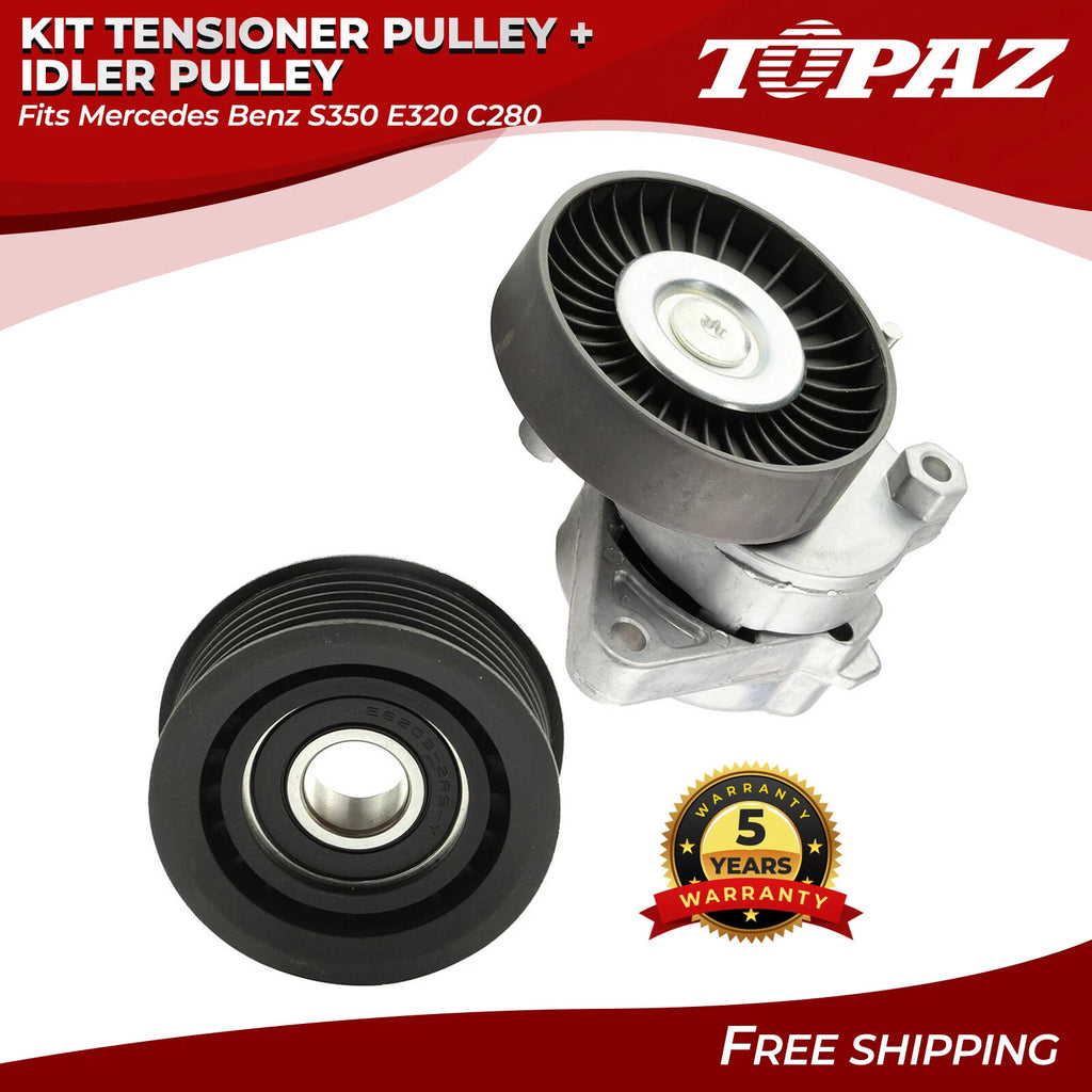 Tensioner Pulley + Idler Pulley for Mercedes Benz S350 E320 C280 