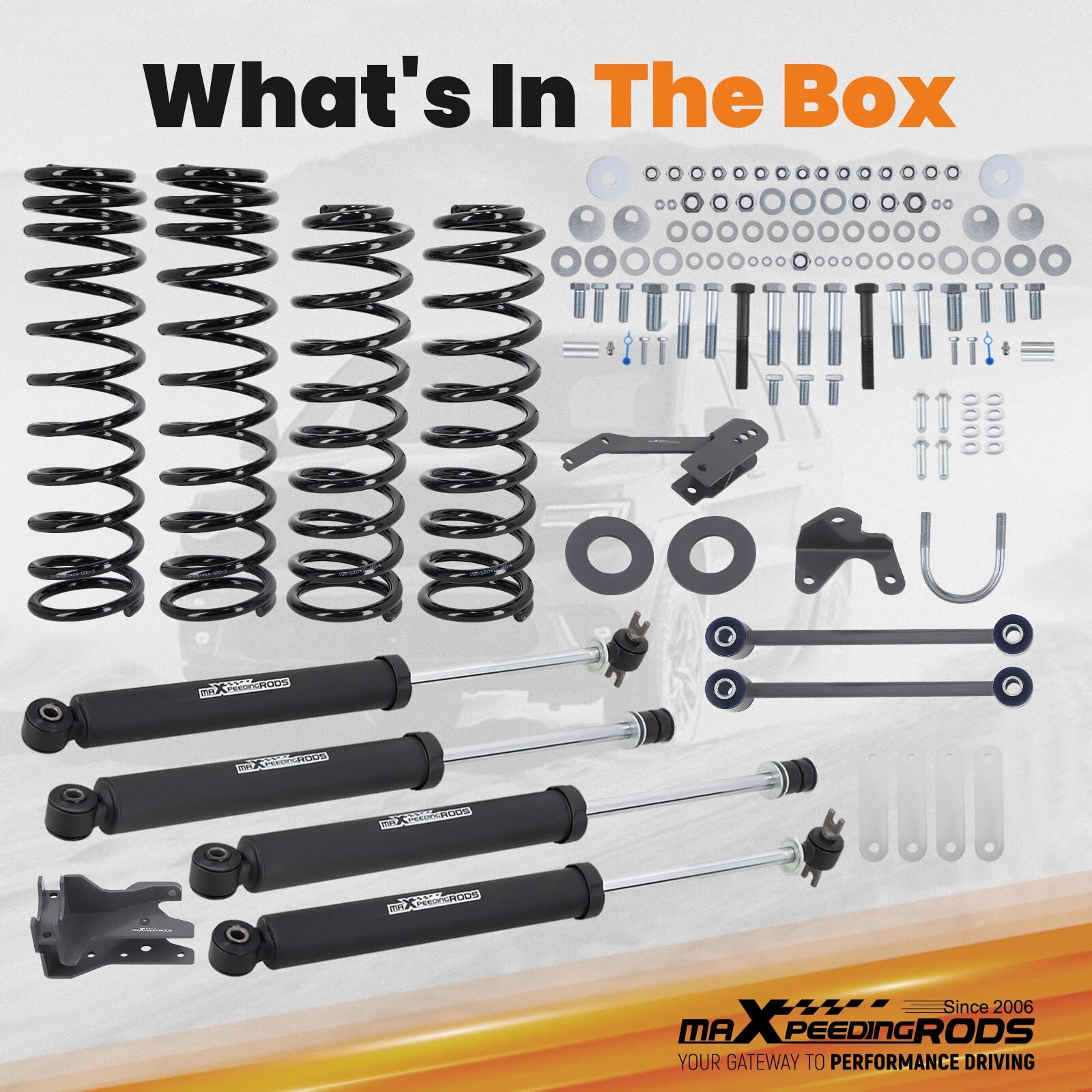 4in Lift Kit w/ Shocks for Jeep Wrangler JK Unlimited (2007–2018)