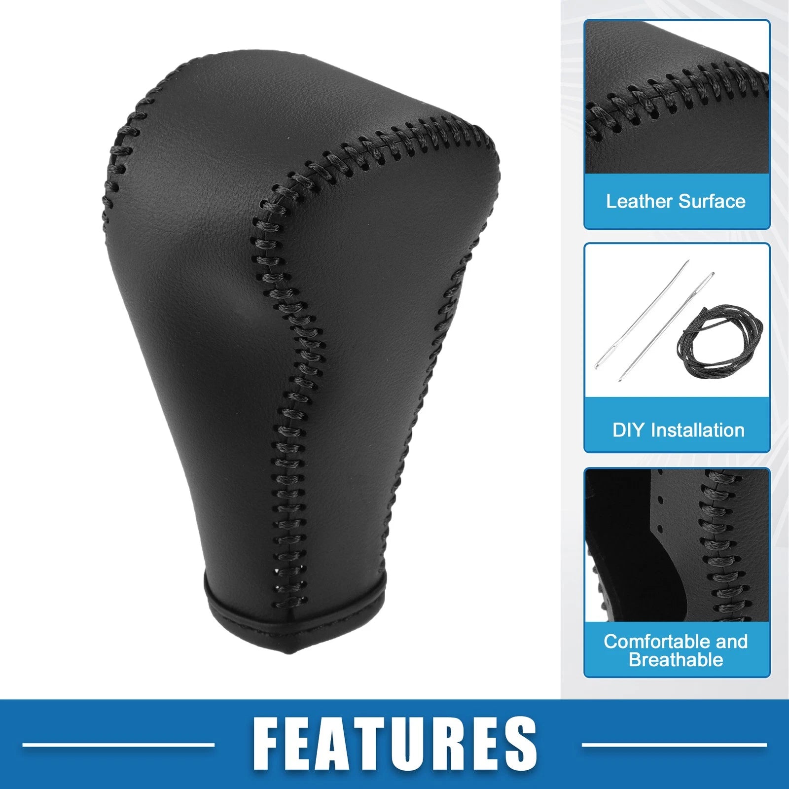 Gear Shifting Knob Cover Trim for Nissan Versa (2013–2016) Faux Leather Black