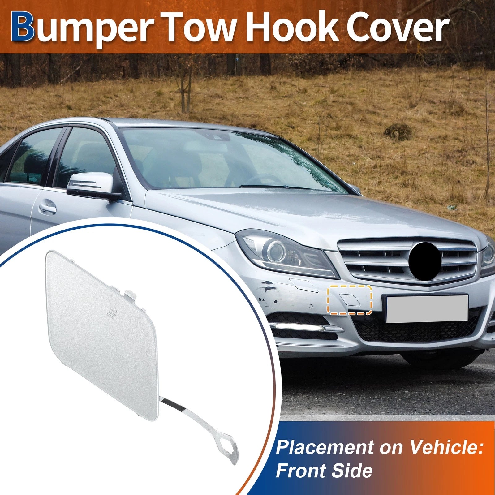 Tow Hook Cover for Mercedes-Benz (2012–2015) No.A2048850426 Silver Tone