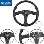 14" Racing Steering Wheel for Universal Fit (6 Bolt, Black)