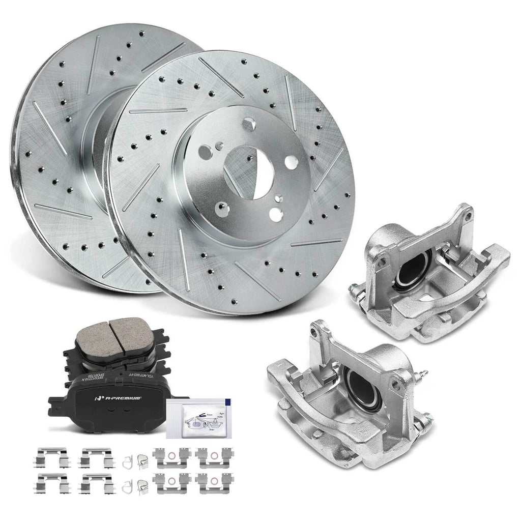 Front Drilled Brake Rotor and Pad Caliper for Scion tC Toyota Celica (2011–2013)