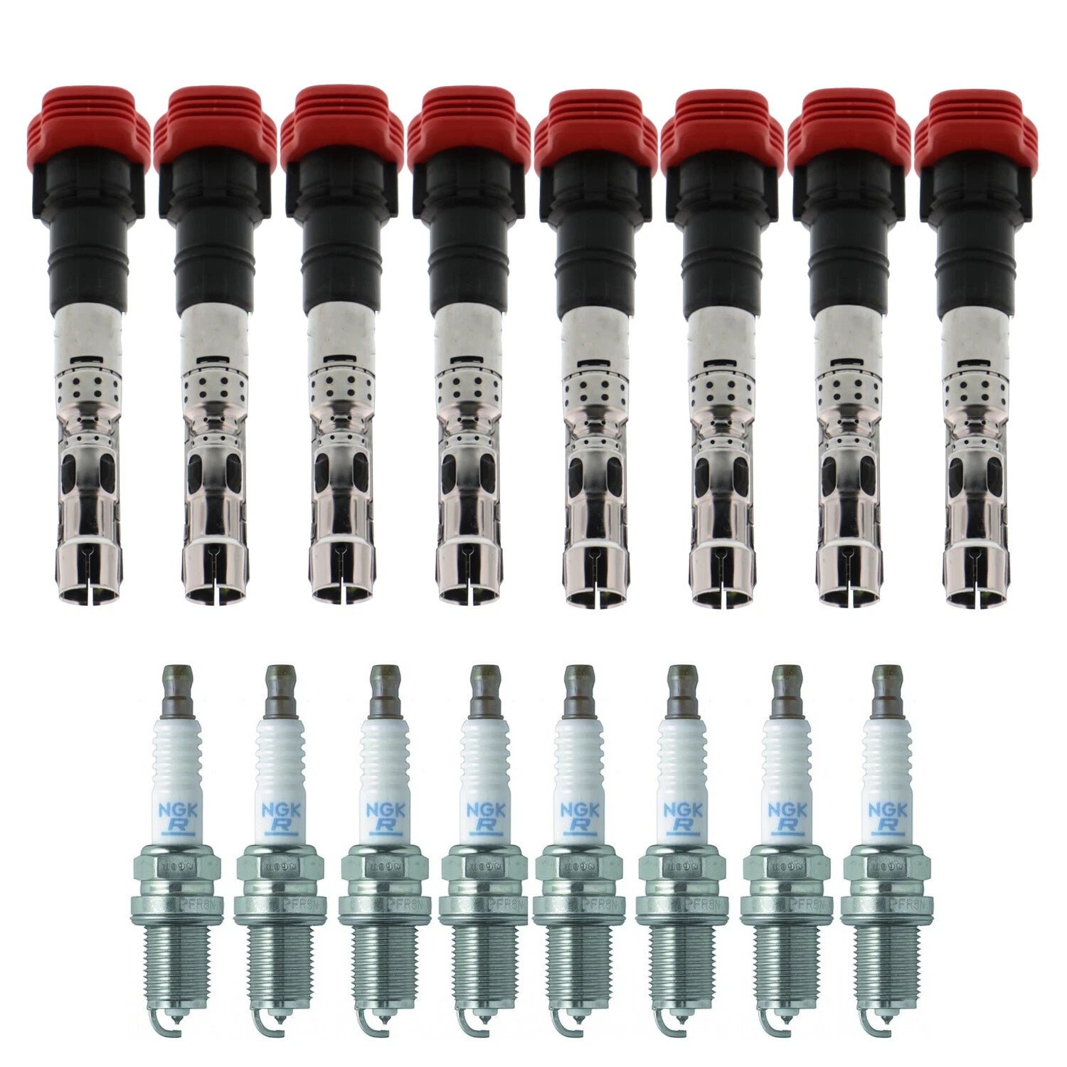 Set of 8 Ignition Coils & NGK Laser Platinum Spark Plugs for Audi A6 Quattro S4 V8 (2000–2005)