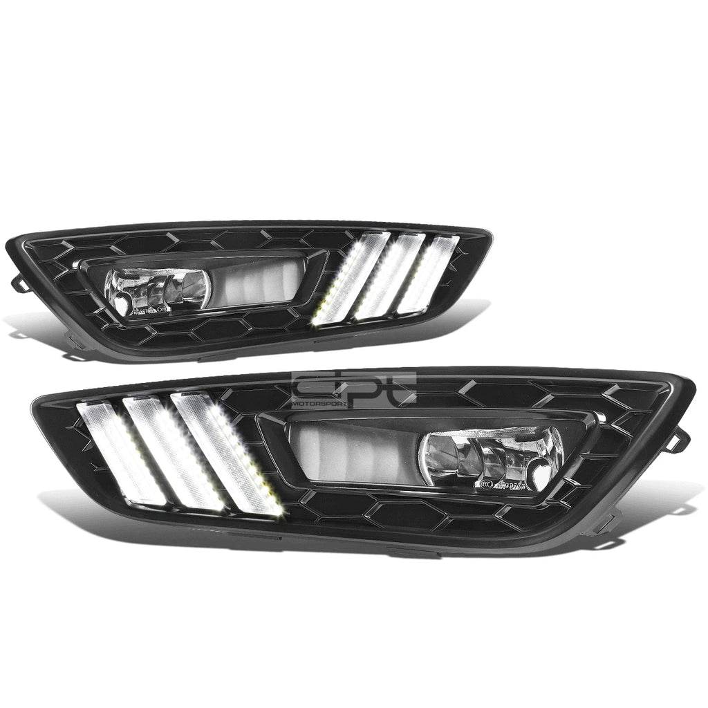 LED DRL Turn Signal Fog Light Lamps Black Bezel for Ford Focus (2015–2018)