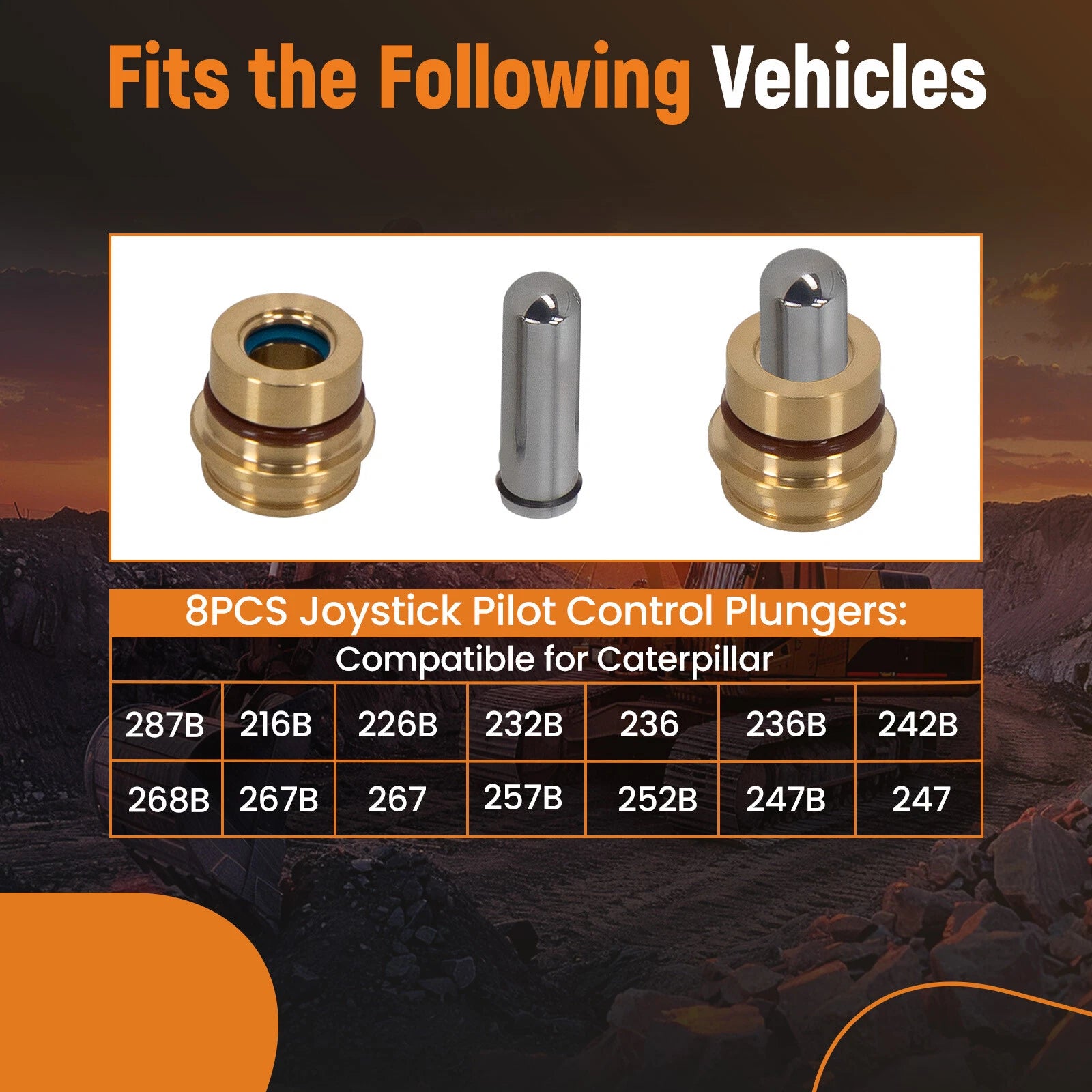 8pcs Joystick Pilot Control Plunger for Caterpillar CAT 236B 242B 246B 2898451
