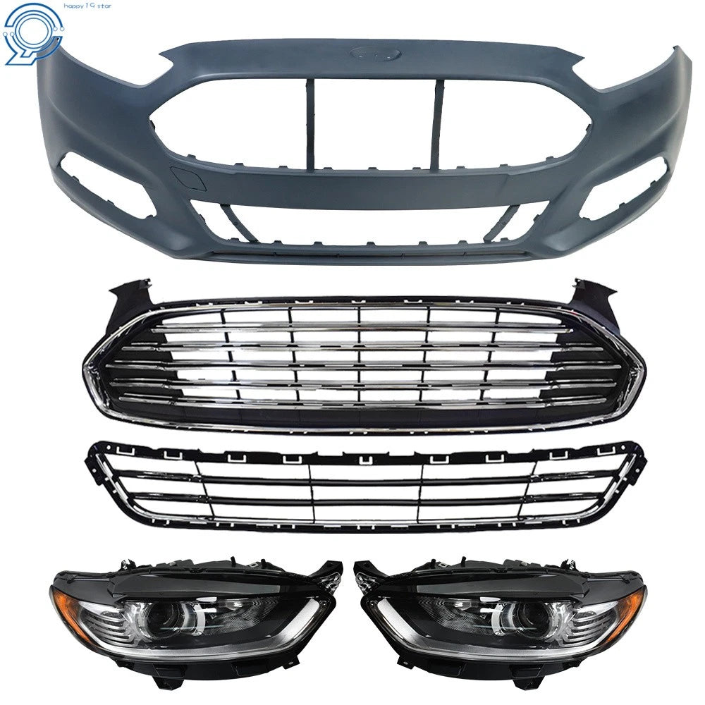 Headlight, Grille & Bumper Cover Kit for Ford Fusion (2013-2016)
