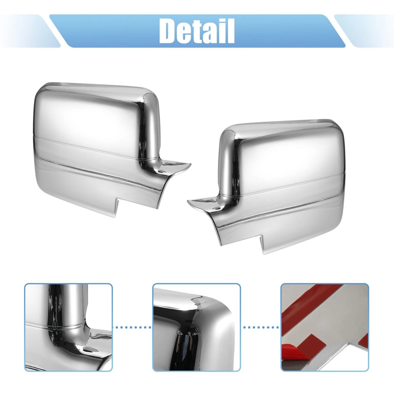 Pair of Chrome Plated Power Full Mirror Cover Caps for Ford F150 (2004–2008)