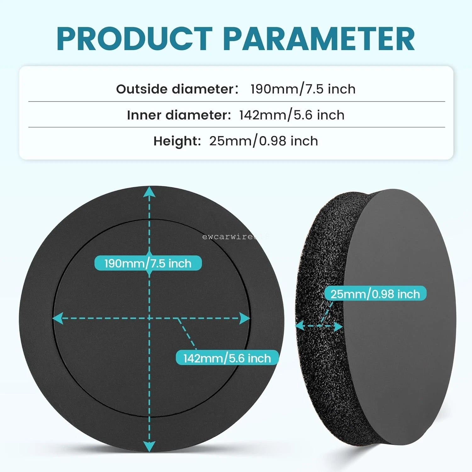 Set of 4 Car Door Speaker Foam Rings for Universal Fit (6.5")