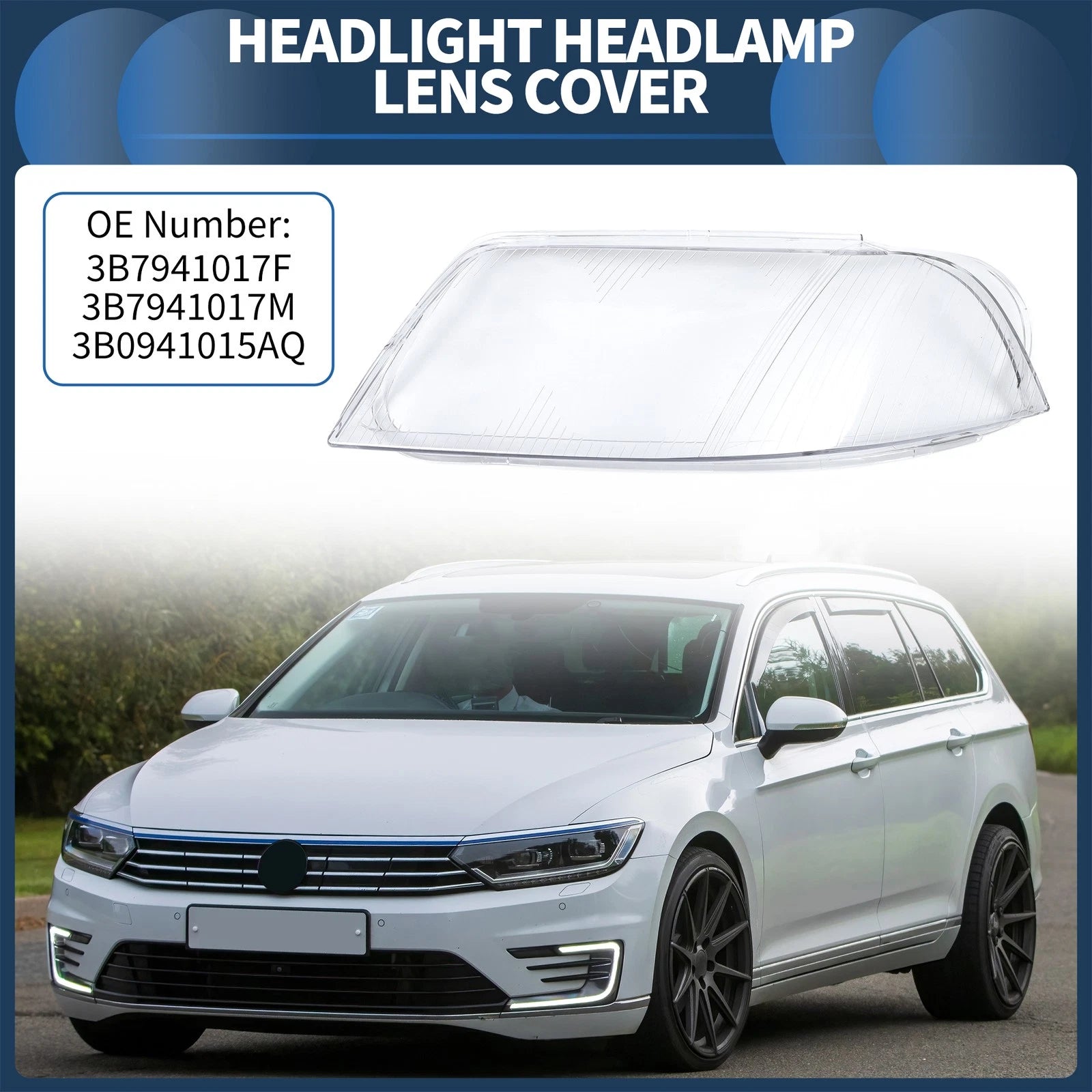Front Left Headlight Lens Cover for Volkswagen Passat B5.5 (2001–2005) No. 3B7941017F