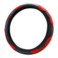 Black Red Universal Microfiber Leather Steering Wheel Cover 15" for SUV