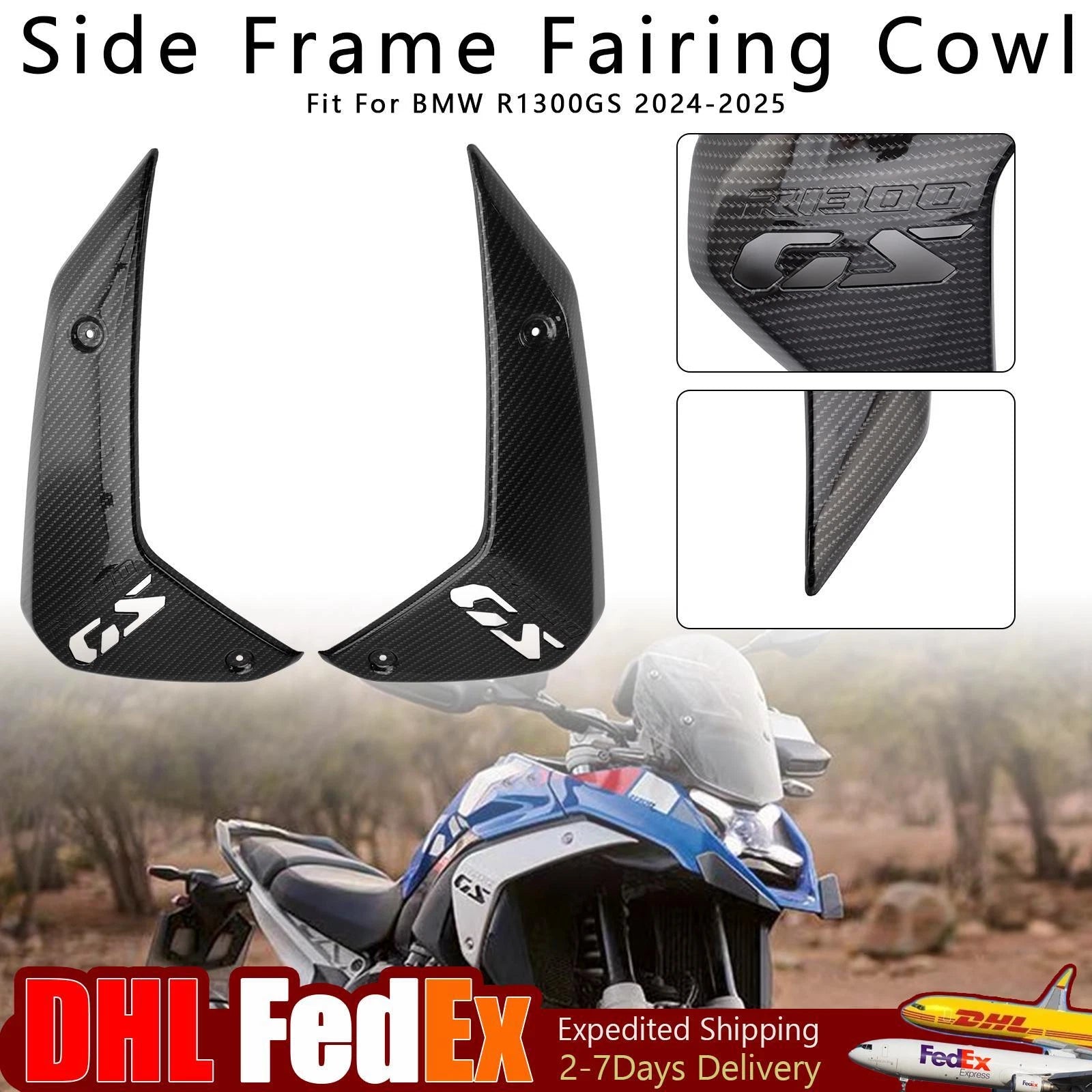 Side Frame Fairing Cowl Guards Radiator Cover for BMW R1300GS (2024–2026) Carbon