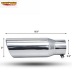 Slant Exhaust Tip 2.5" Inlet 3" Outlet Stainless Steel Chrome for Universal