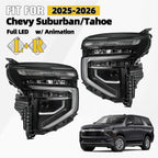 Full LED Headlight Set for Chevy Suburban/Tahoe (2025–2026) w/Animation