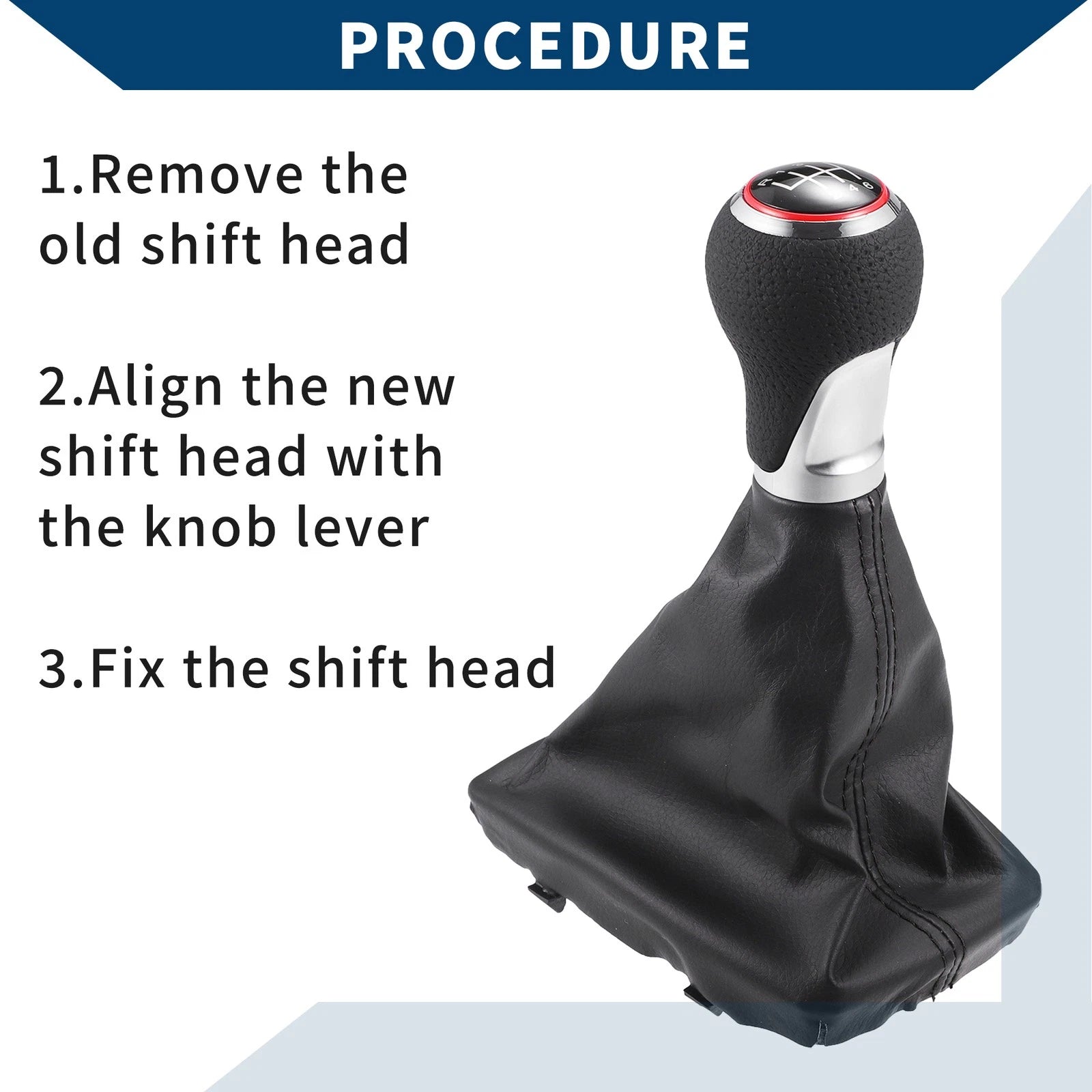 6 Speed Gear Shift Knob with Dust Cover for Audi A4 (2007–2015) Red Faux Leather