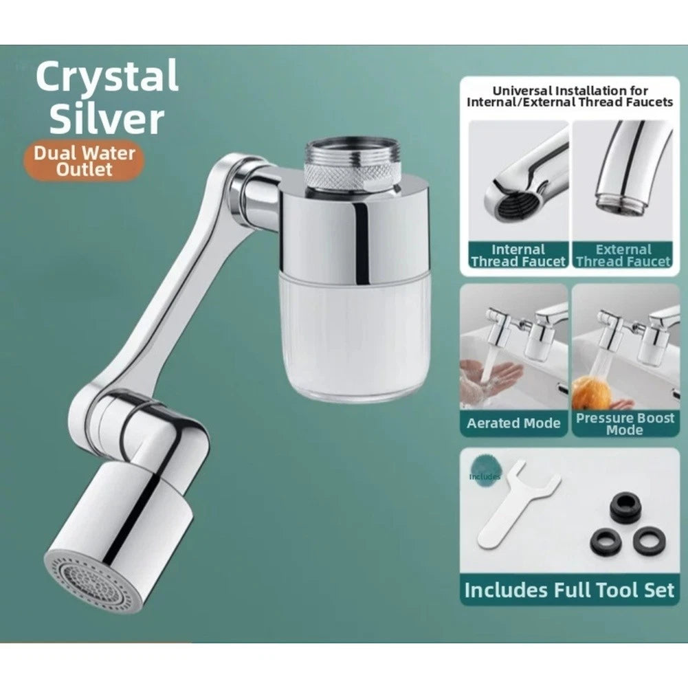 1440 Degree Rotating Faucet Extender with Dual Spray and Filter