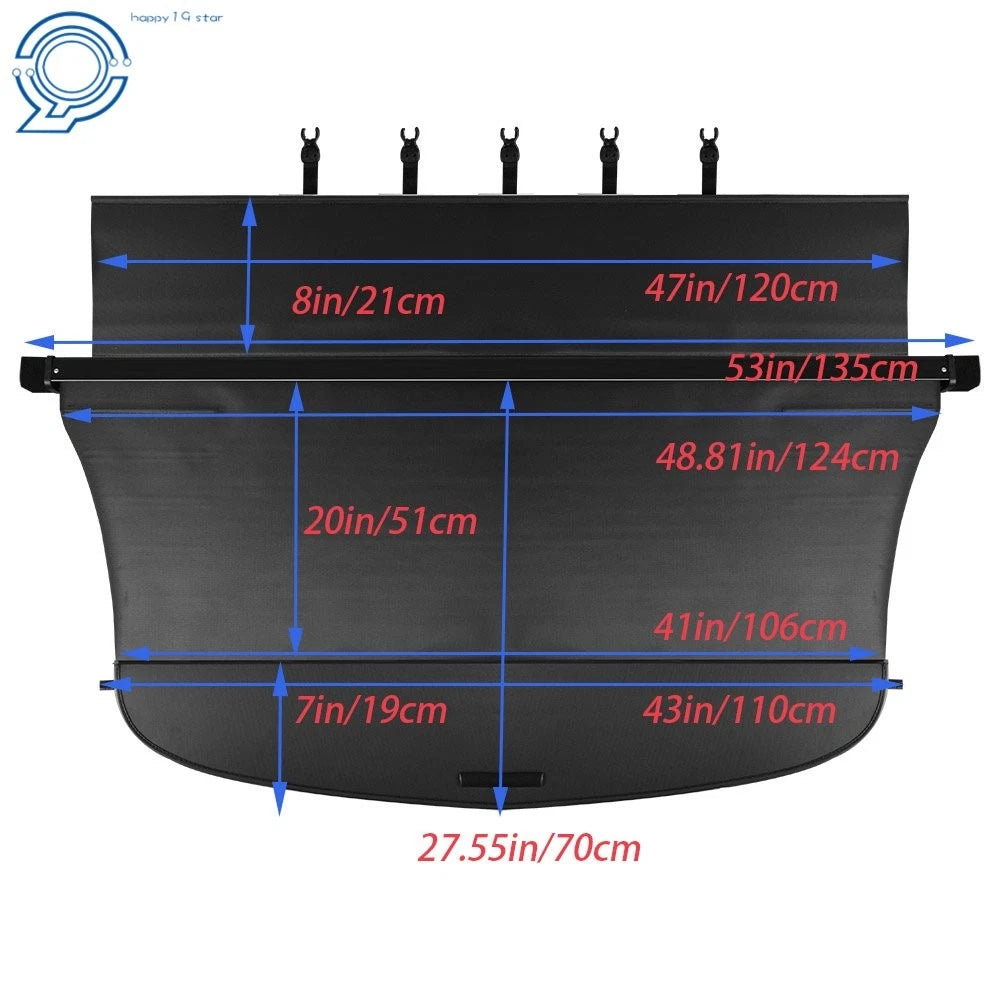 Retractable Cargo Cover for Subaru Outback (2015-2019) - Black