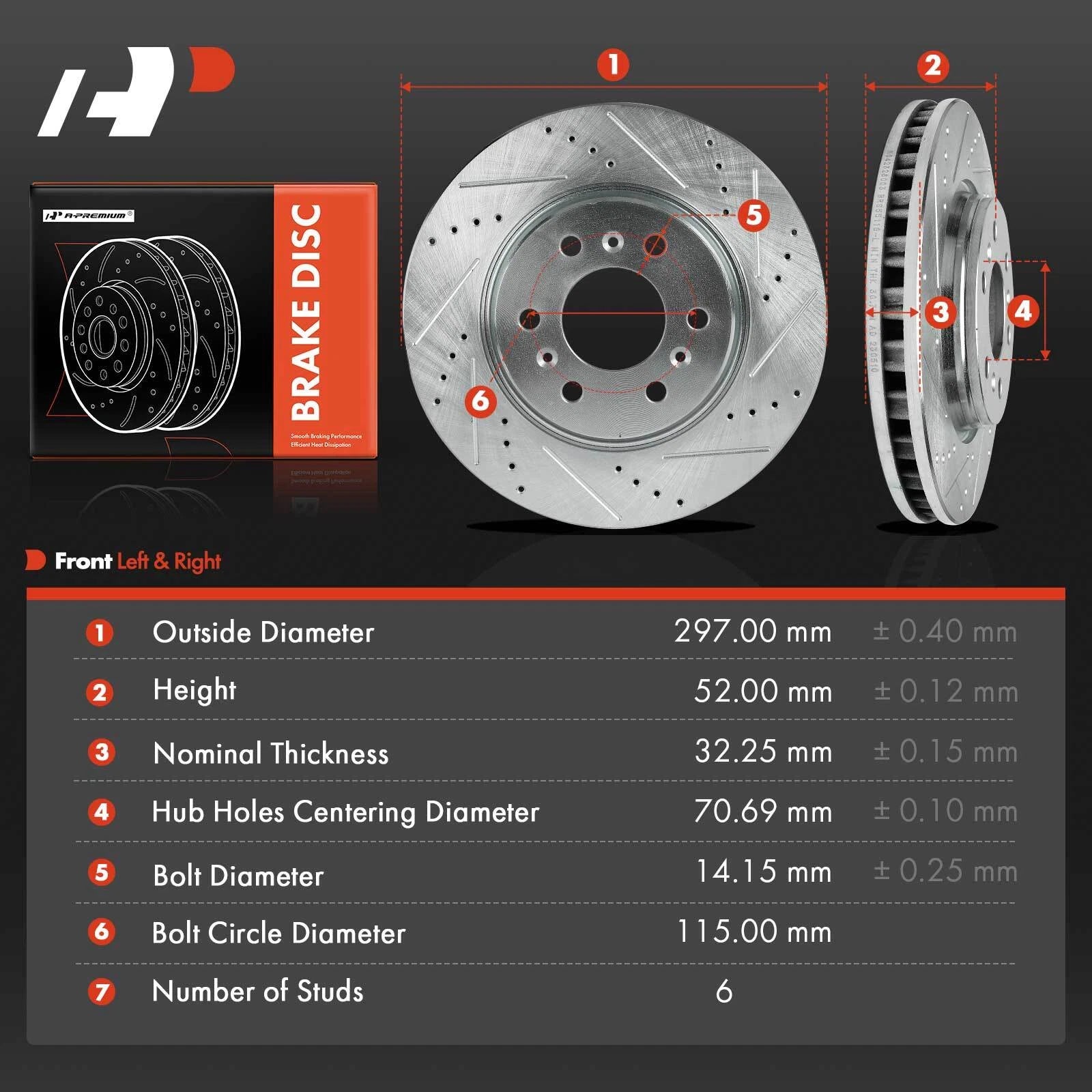 Front Side Drilled Brake Rotors for Chevrolet Uplander Pontiac (2006–2009)