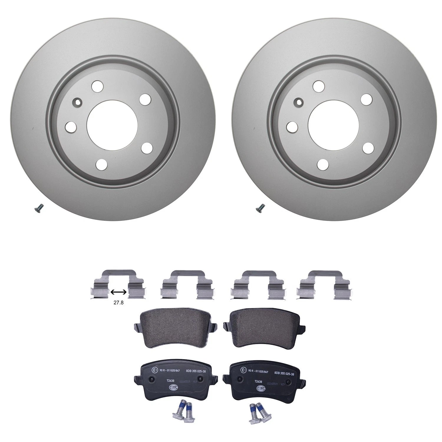 Hella Rear Rotors & Low-Met Disc Brake Pad Kit for Audi A4 A5 Q5 (2009–2020)
