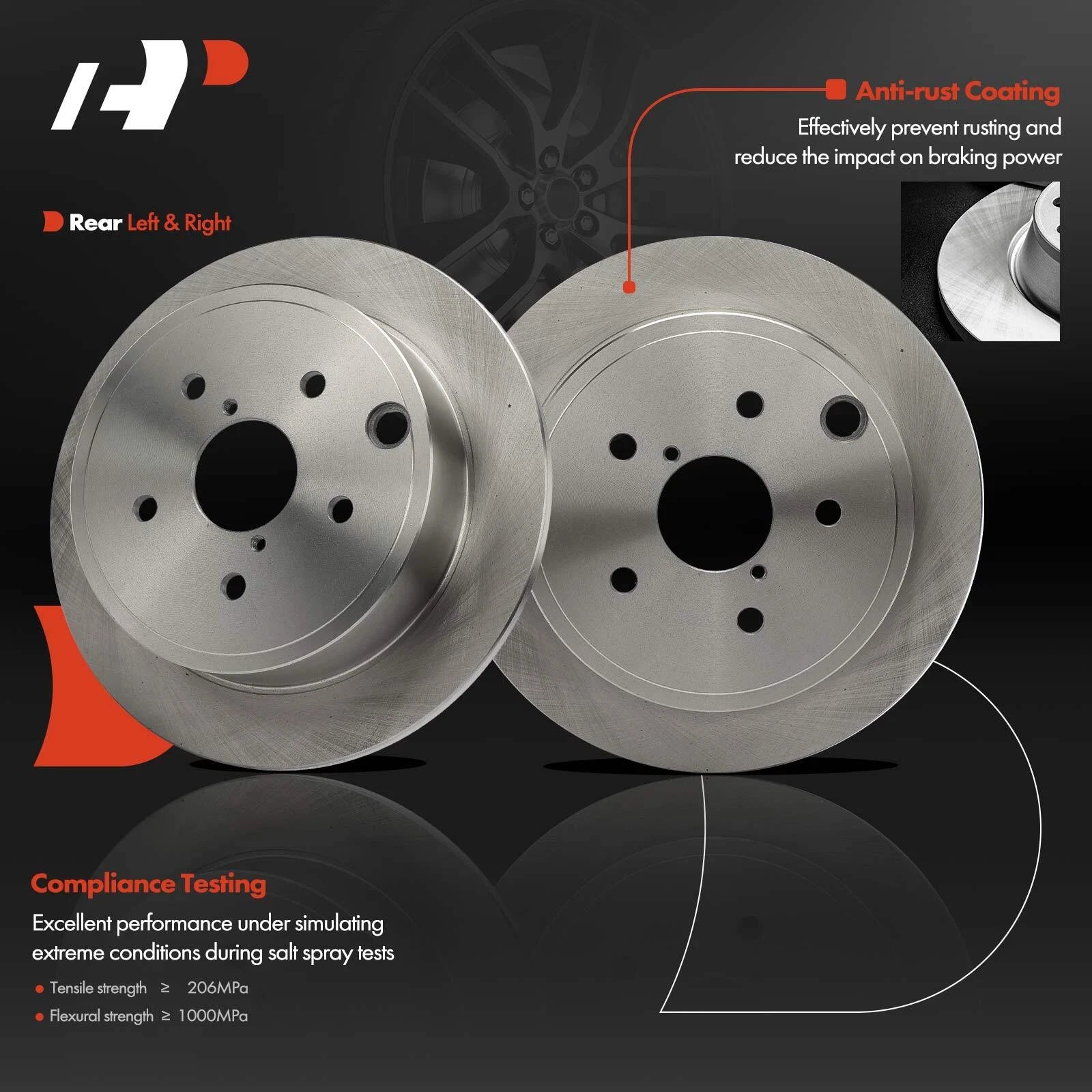Rear Disc Brake Rotors & Ceramic Pads for Subaru WRX (2015–2021)