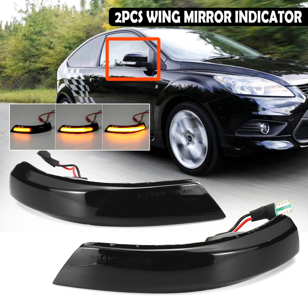 2X Dynamic LED Side Mirror Turn Signal Light for Ford Focus (2005–2018)