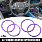 4 x AC Outer Vent Rings Trim Covers for Chevrolet Camaro (2016-2020) Purple
