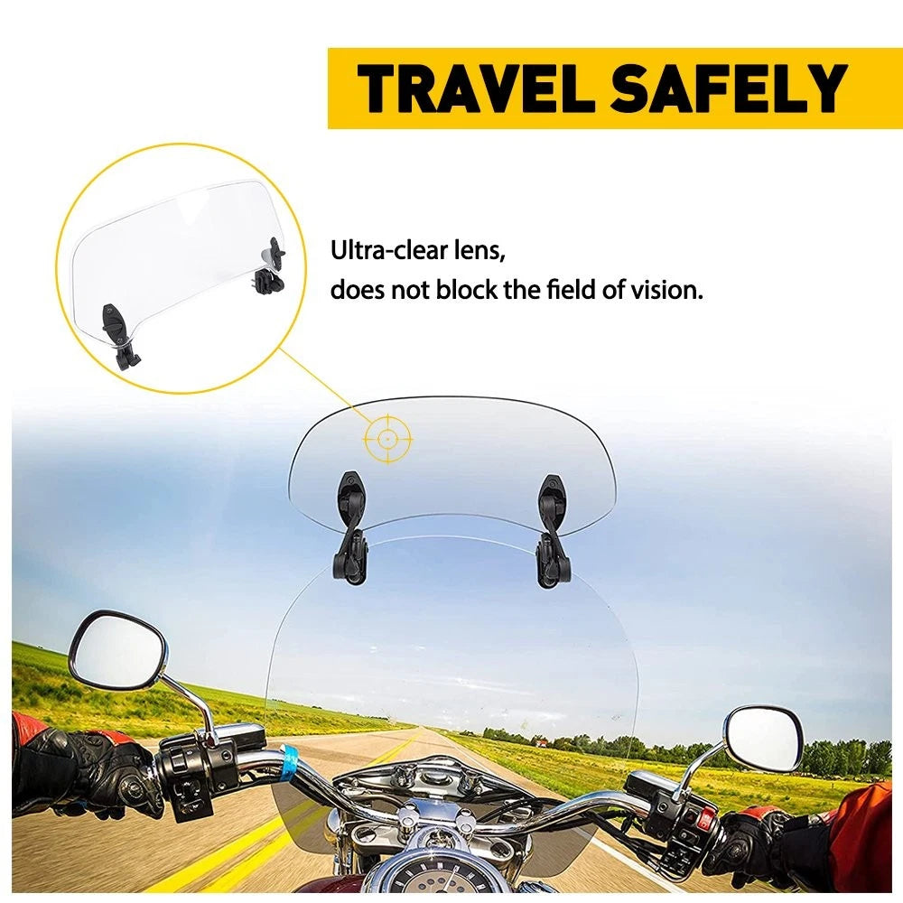 Adjustable Windshield Clip-On Extension Spoiler for Motorcycle
