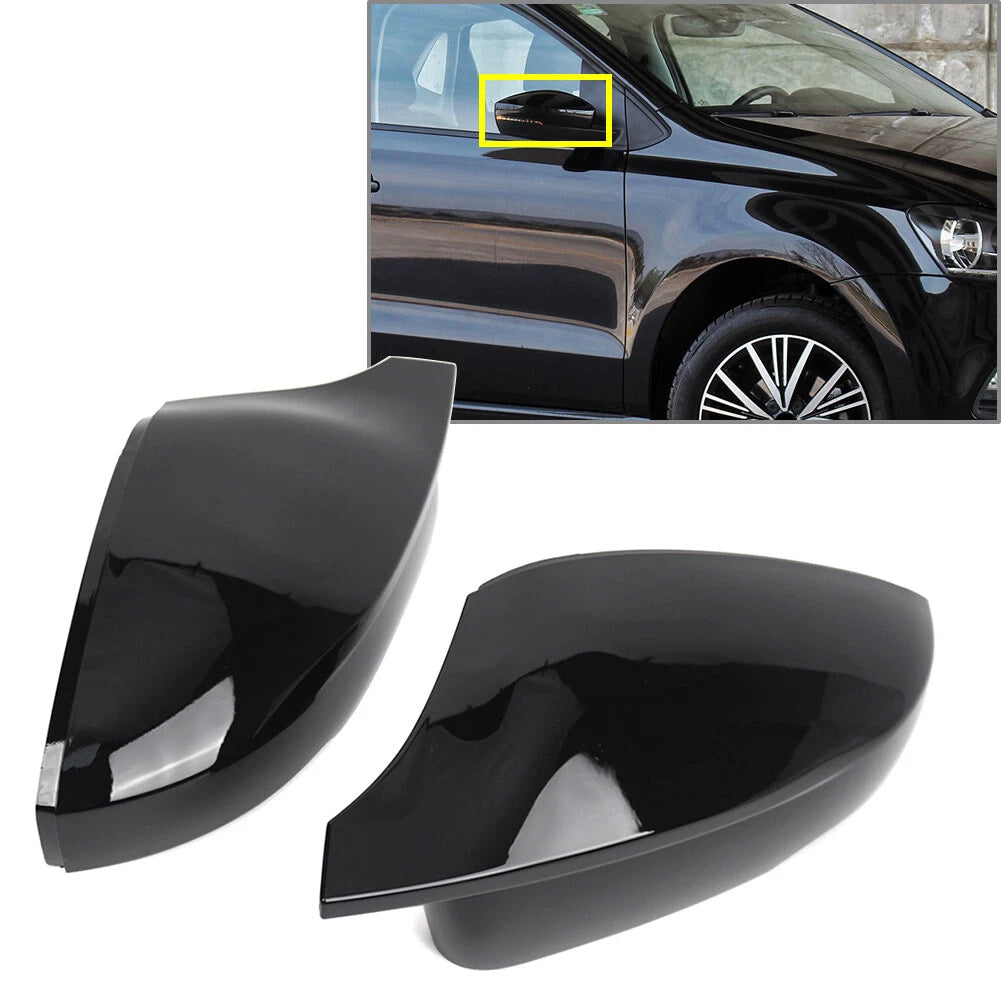 Glossy Black Door Wing Mirror Cover Caps for VW Polo (2011–2023)