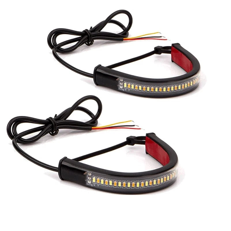 4X White/Amber Switchback LED Fork Turn Signal Light Strips for Motorcycle