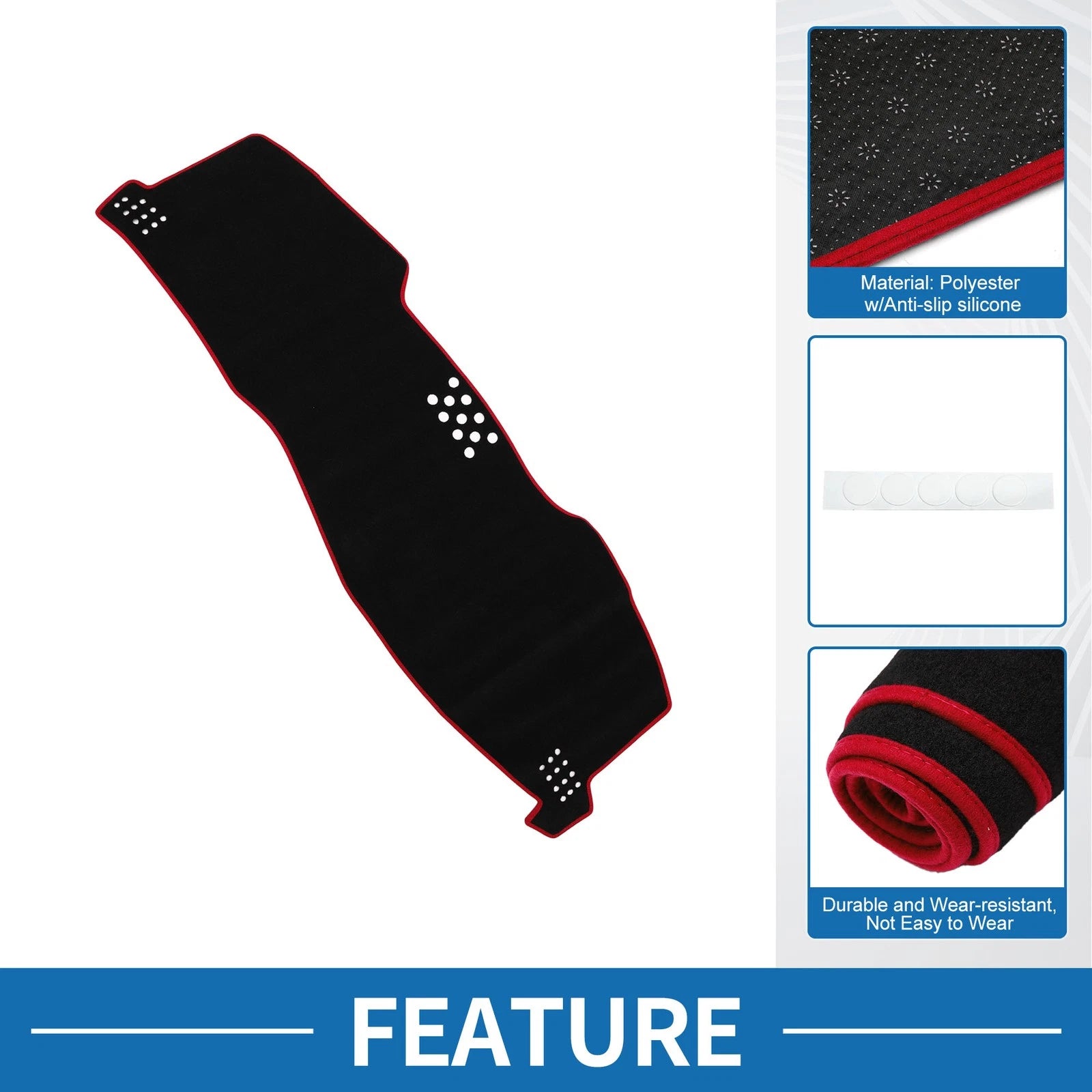 Dashboard Cover Mat for Toyota Avalon (2005–2010) Black Red
