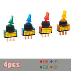 Set of 4 Round On/Off LED Light Switches for Vehicle
