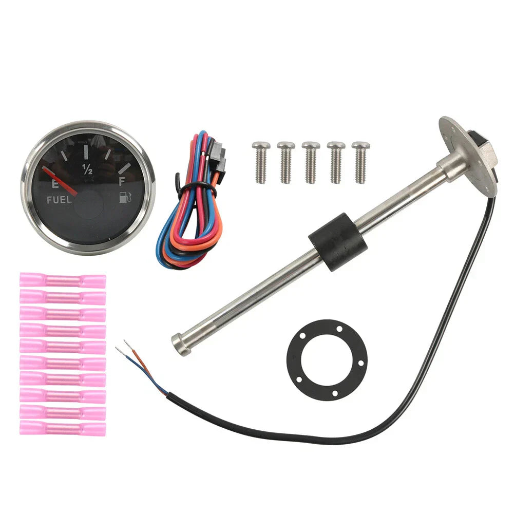 Fuel Water Tank Level Sensor + 52mm Fuel Level Gauge for Marine Boat (0-190ohms)