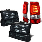 Smoked Headlights + Clear Bumper + Red 3D LED Bar Tail Light for Silverado (2003–2007)
