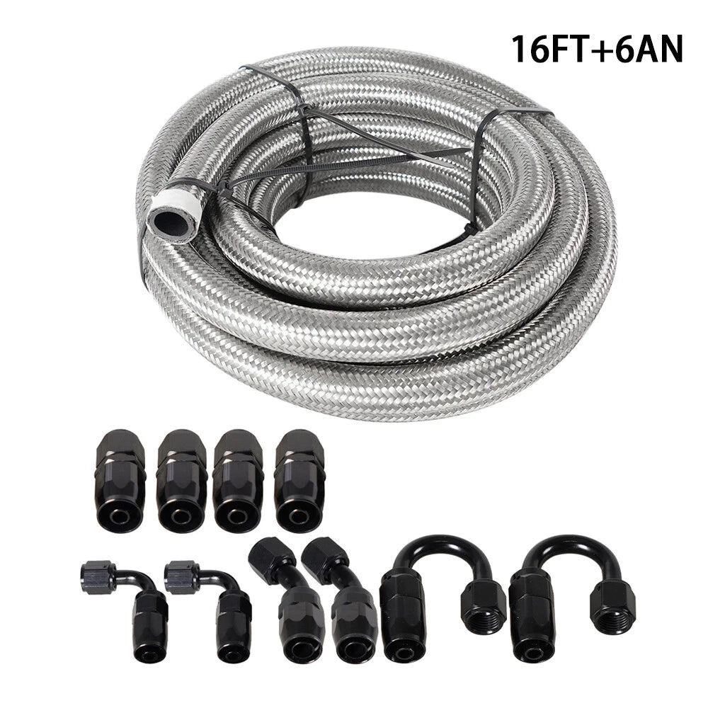 3/8 6AN Nylon Stainless Steel Braided Fuel Line Hose for Universal
