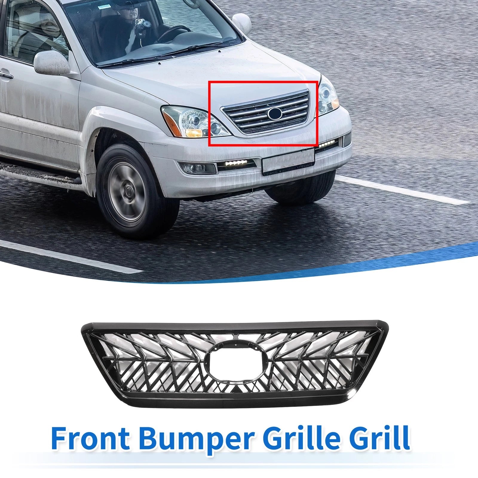 Front Upper Hood Bumper Grille for Lexus GX470 (2003–2009) TRD Black