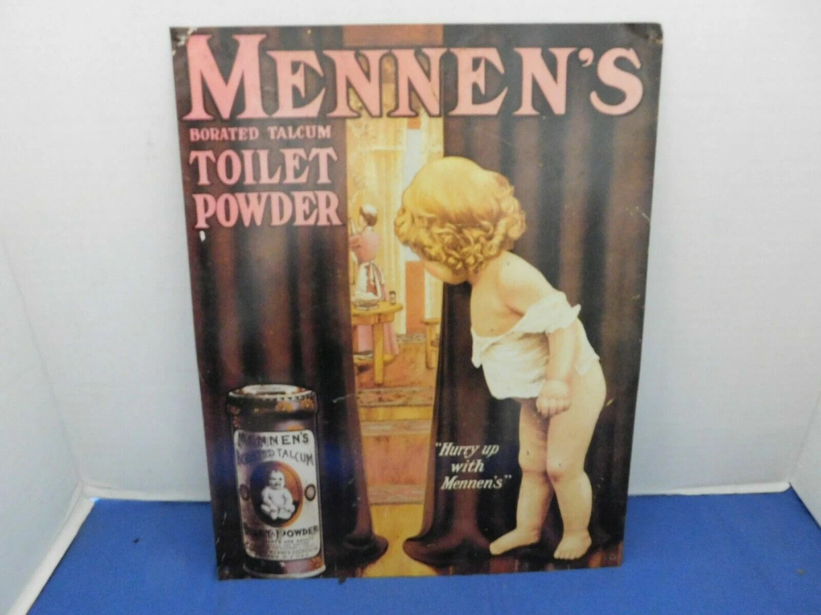 Vintage Metal Sign for Mennen's Borated Talcum Toilet Powder (10)