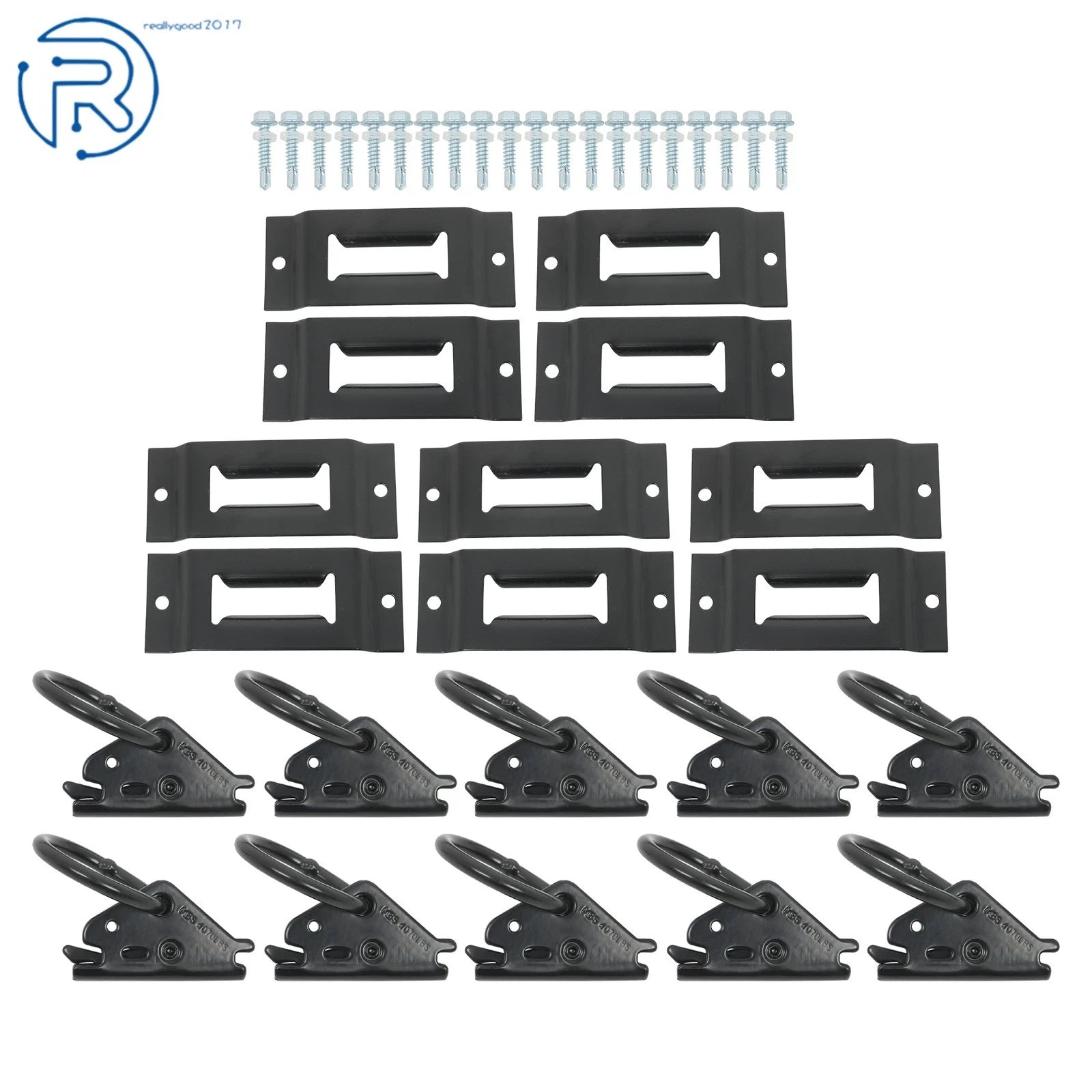 E Track Tie Down Rail Kit for Trucks Trailers (Black Powder Coated)