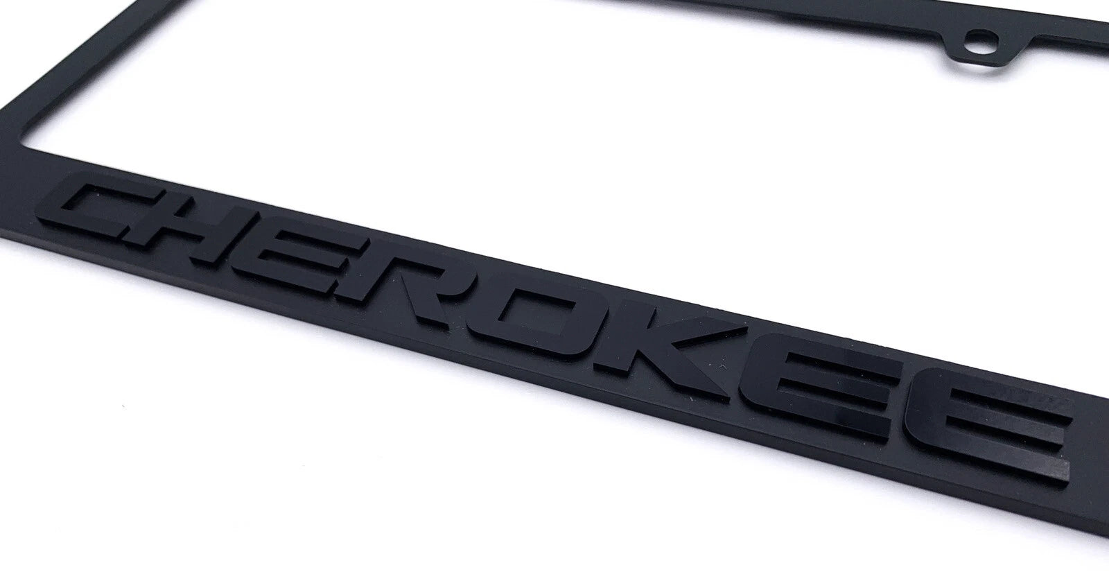 Matte Black License Plate Frame with Jeep Cherokee Script Emblem for Jeep Wrangler (2018–2024)