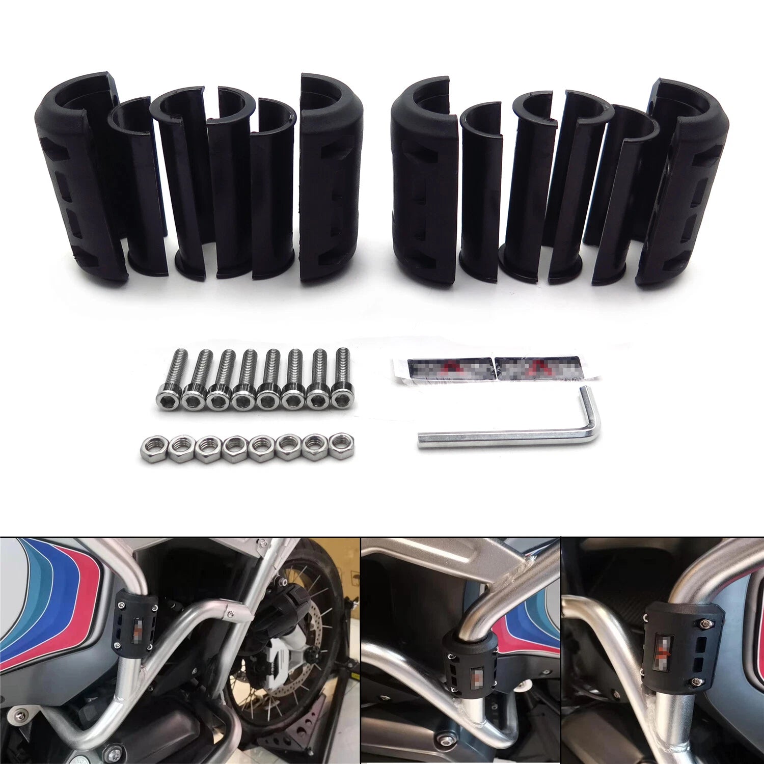Pair 22/25/28mm Engine Protect Bumper Guard Block for BMW R1200GS ADV (2004–2018)