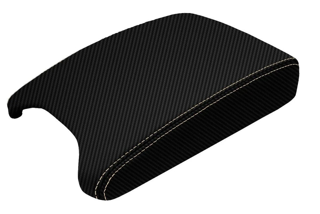 Console Lid Armrest Cover for BMW X5 E53 (2000–2006) Carbon Fiber Beige Stitch