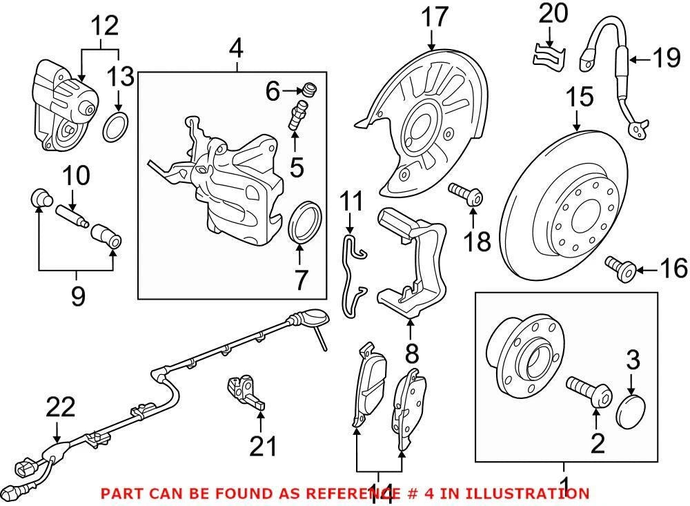 Genuine OEM Rear Right Disc Brake Caliper 8V0615424D for VW Audi (2000–2023)