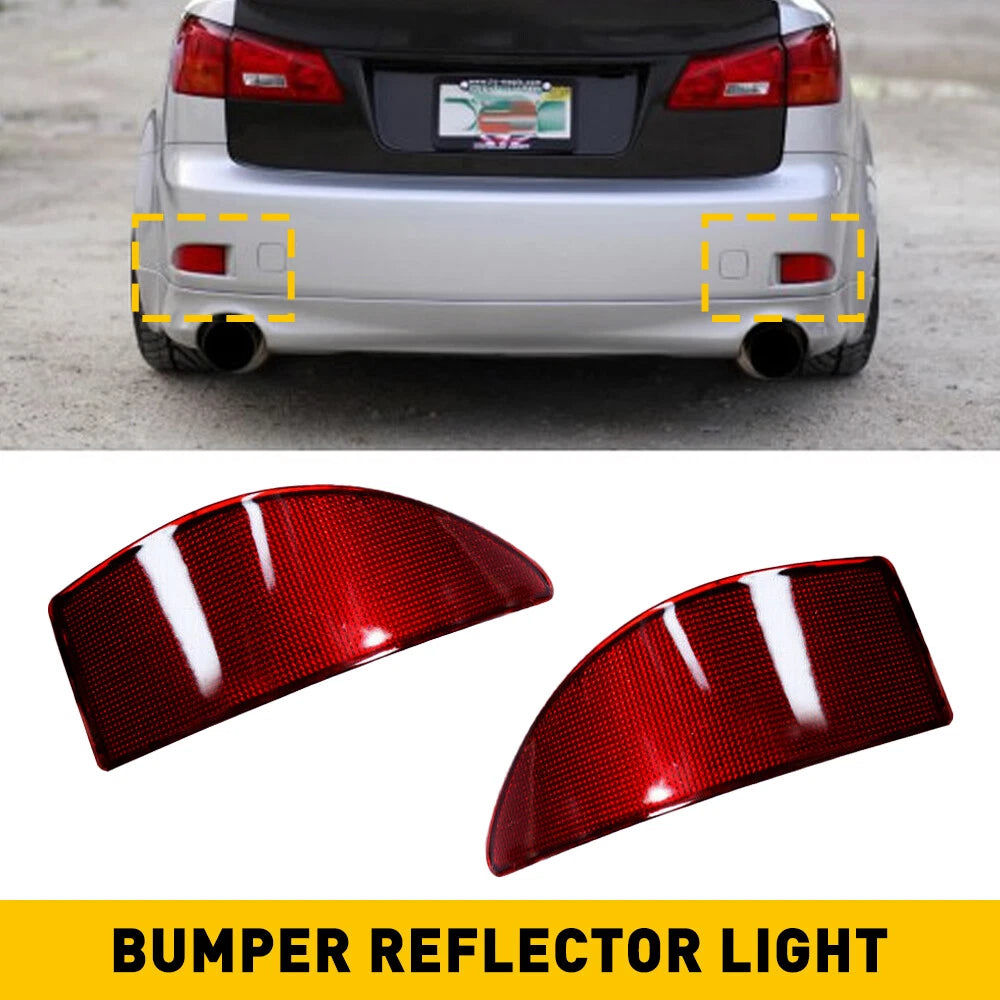 Set of 2 Tail Rear Bumper Reflector Lights for Lexus IS250 IS350 (2006–2013)