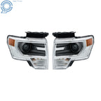 Headlight Pair for Ford F150 (2013-2014) - Projector, Electroplated, HID