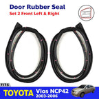 Door Rubber Seal Weatherstrip FL+FR Fits Toyota Vios NCP42 4D Sedan 2003-06 D05