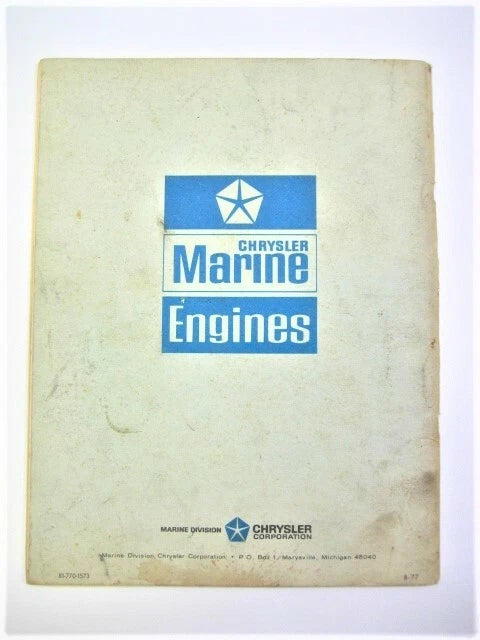 Chrysler Marine Inboard Sterndrive Engine Start Up Manual 81-770-1573